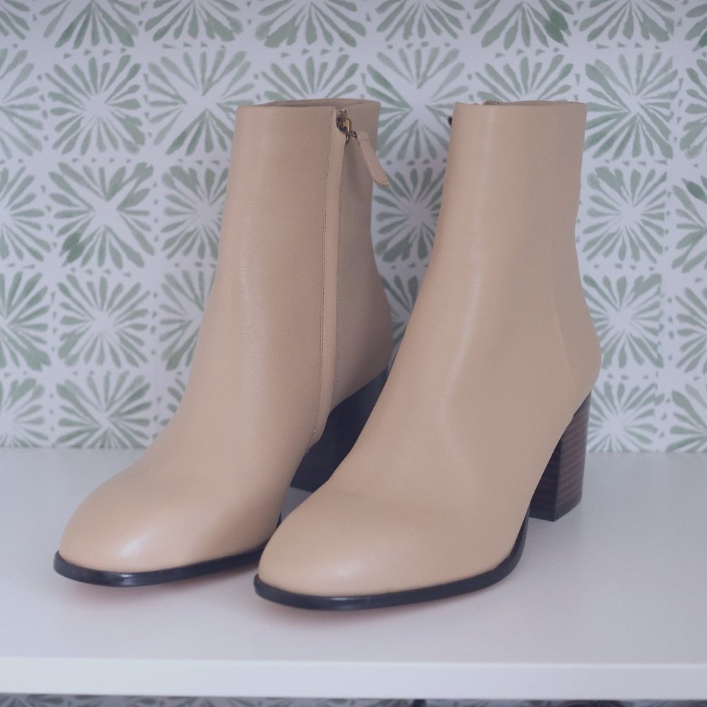 NOWT Sadie stacked-heel ankle boots in leather - Dark Beechwood